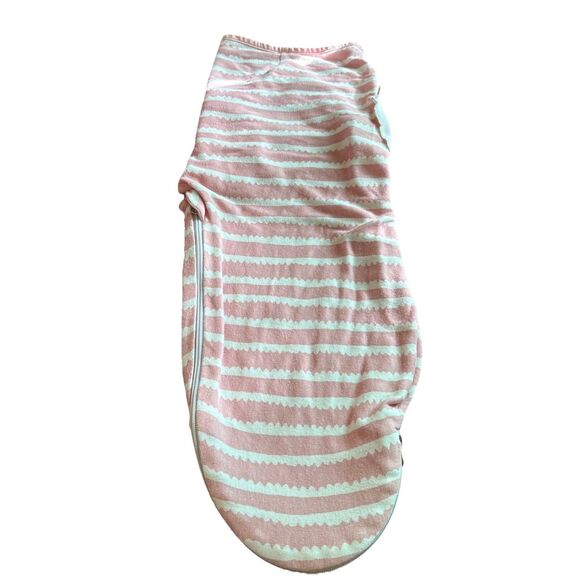 Bublo Baby Girl Sz SM/MED 0-3M Pink White Swaddle 100% Cotton Zippered Foot - Picture 7 of 7